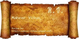 Mahrer Vitus névjegykártya